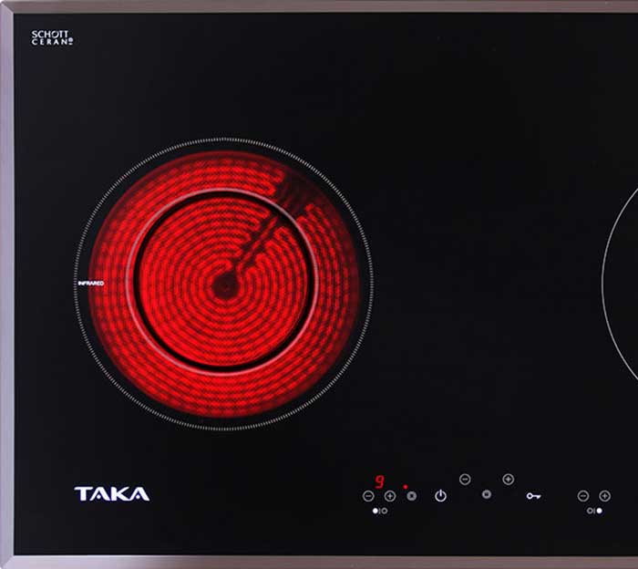 Bếp đôi hồng ngoại điện từ Taka IR2EU - Mặt kính Schott Ceran Đức - Hàng chính hãng