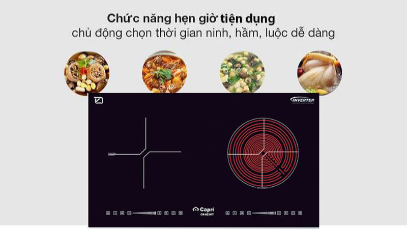 Bếp đôi hồng ngoại điện từ Capri CR-823KT - Hàng chính hãng