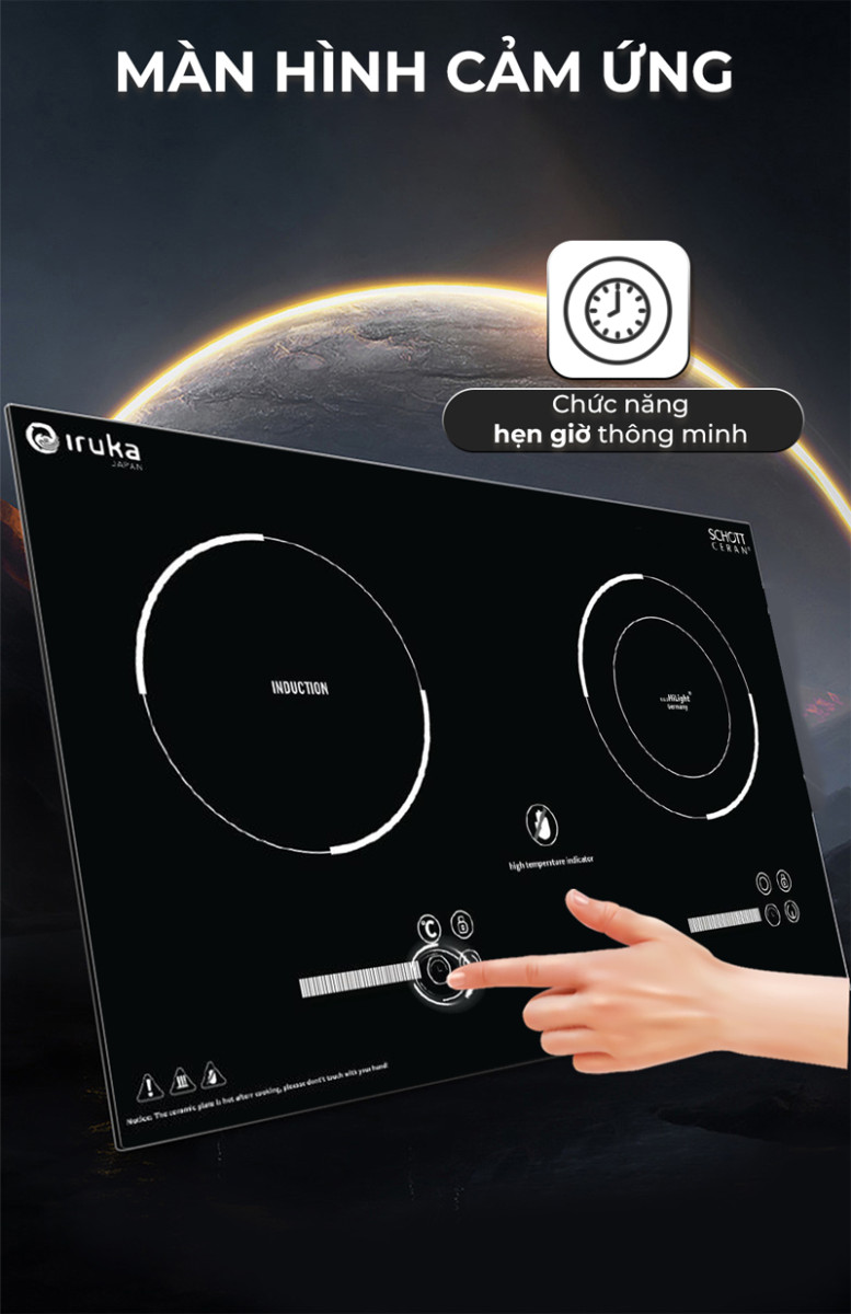 Bếp đôi hồng ngoại điện từ Iruka I-20 - Hàng chính hãng
