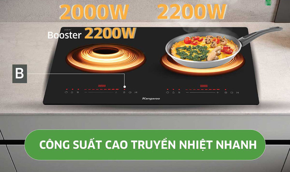 Bếp đôi hồng ngoại điện từ Kangaroo KGIF44D1C - Hàng chính hãng