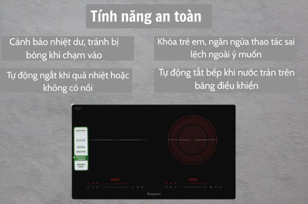 Bếp đôi hồng ngoại điện từ Kangaroo KGIF44D1C - Hàng chính hãng