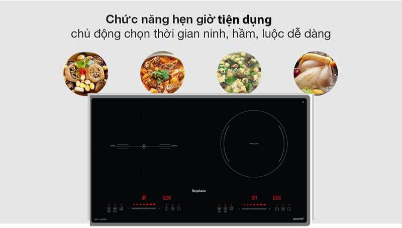 Bếp đôi hồng ngoại điện từ Nagakawa NK2F02MB - Hàng chính hãng