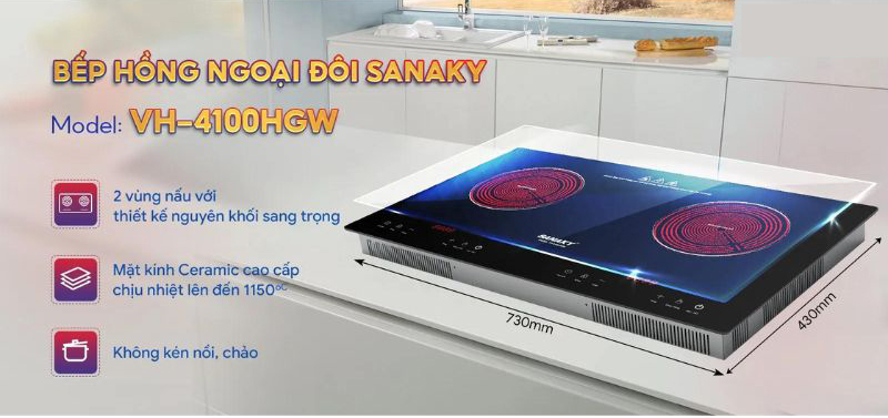 Bếp đôi hồng ngoại Sanaky VH-4100HGW - Hàng chính hãng