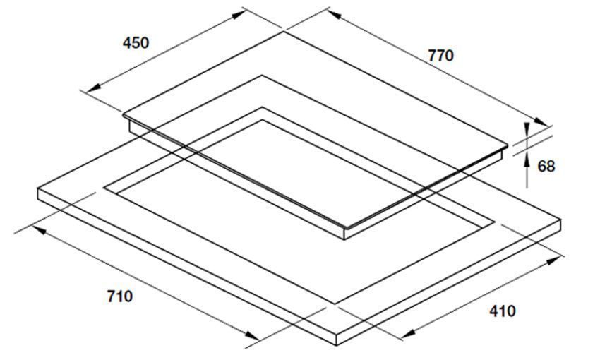 Kích thước lắp đặt của bếp đôi từ Hafele HC-I772B 536.01.855