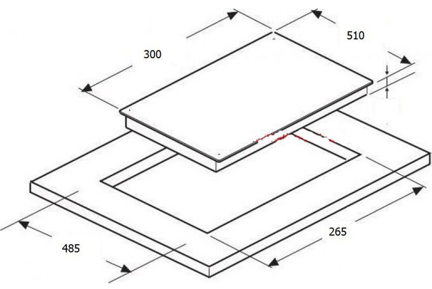 Kích thước khoét đá bếp domino điện Napoli CA108Q1