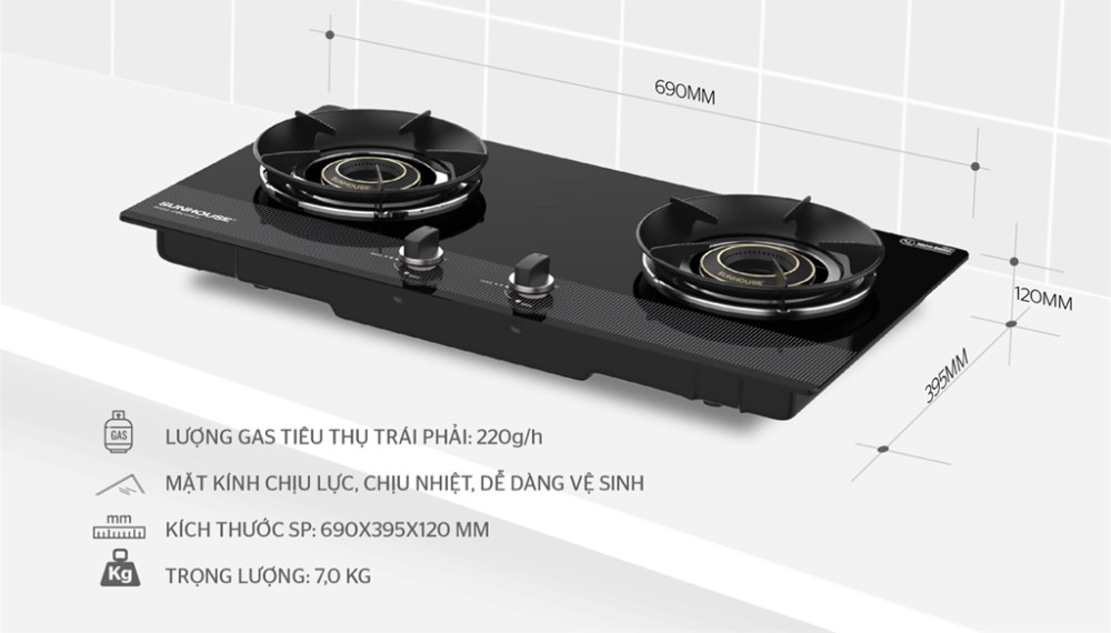 Bếp gas âm Sunhouse SHB61030-V - Hàng chính hãng