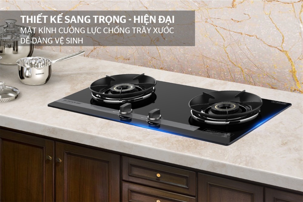 Bếp gas âm kính Sunhouse SHB61020-V - Hàng chính hãng
