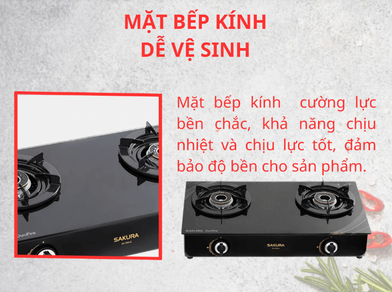Bếp gas đôi Sakura SA-792LG - Hàng chính hãng