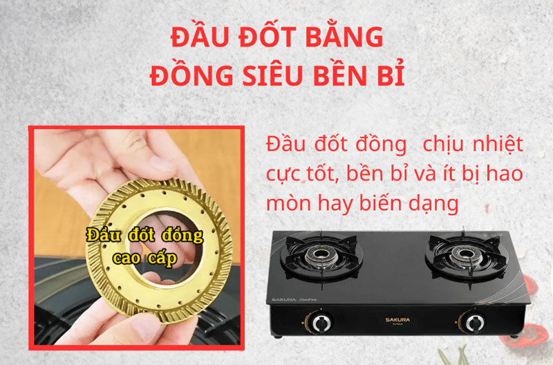 Bếp gas đôi Sakura SA-792LG - Hàng chính hãng