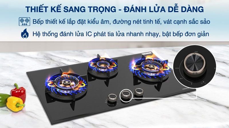 Bếp gas 3 vùng nấu Hafele HC-G783B 538.66.477 - Hàng chính hãng