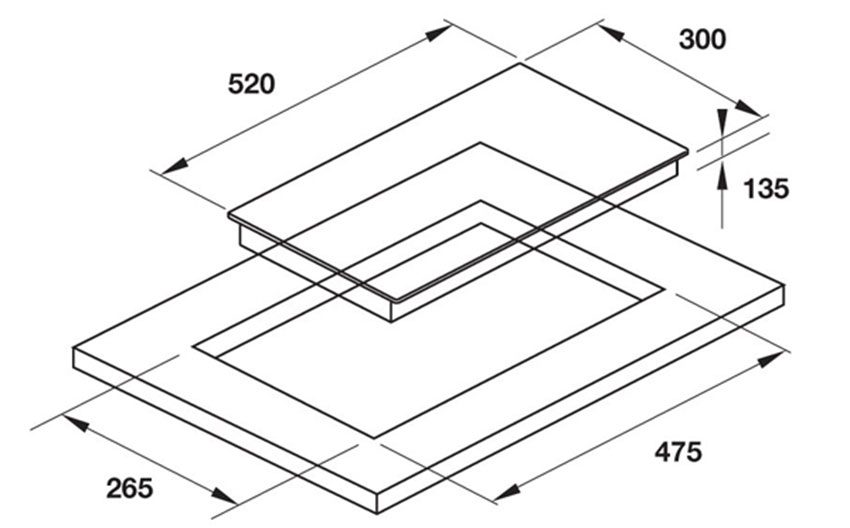 Kích thước của bếp gas Domino Hafele HC-G301B