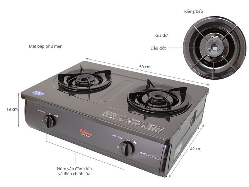 Cấu tạo bếp gas Paloma PA-6MEJ