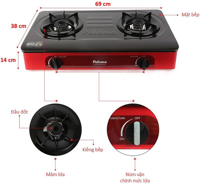 Bếp gas Paloma PA-V72ER - Hàng chính hãng