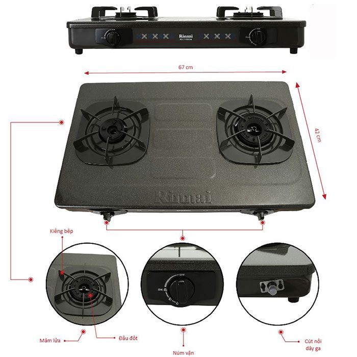 Bếp gas Rinnai RV-715Slim(G) - Hàng chính hãng