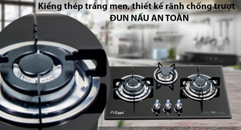 Thiết kế kiềng của Bếp gas âm kính 3 lò CR-308KT