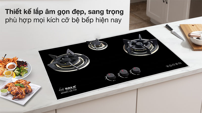 Bếp gas âm 3 vùng nấu Arber AB758 - Hàng chính hãng