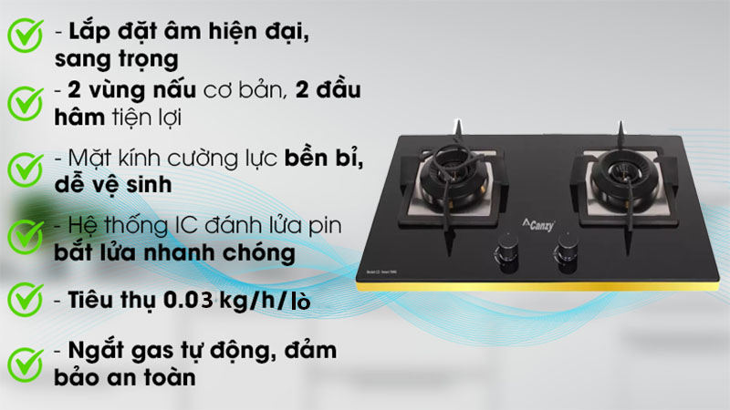 Bếp gas âm Canzy CZ Smart 788G - Hàng chính hãng