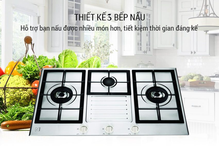 Bếp gas âm Capri P730STTX với thiết kế 3 lò nấu tiện dụng