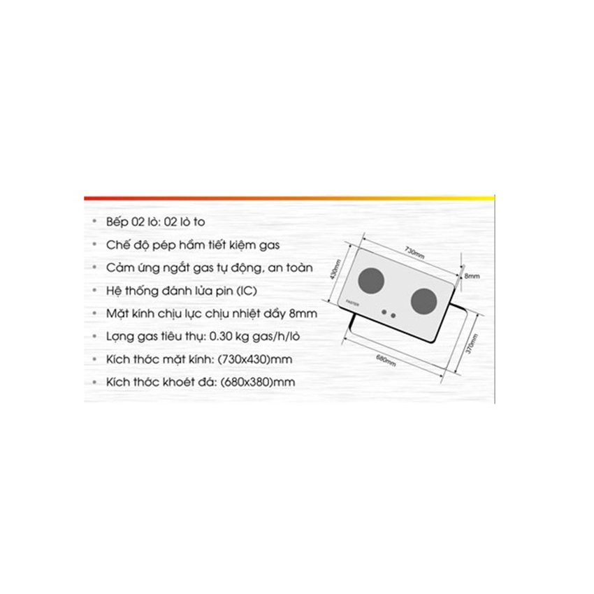 Chi tiết của bếp gas âm Eurosun EU-GA208