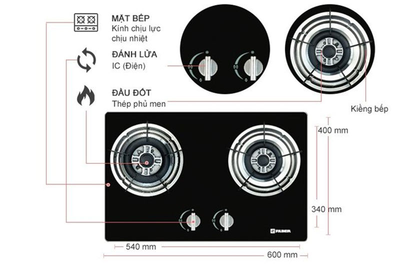 Chi tiết của bếp gas âm Faber FB-A05G6
