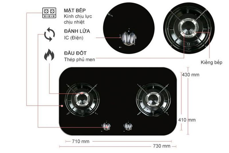 Bếp gas âm Faber FB702BG - Hàng chính hãng