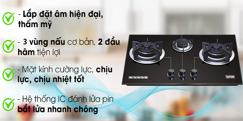 Bếp gas âm Giovani G-375AB - Hàng chính hãng