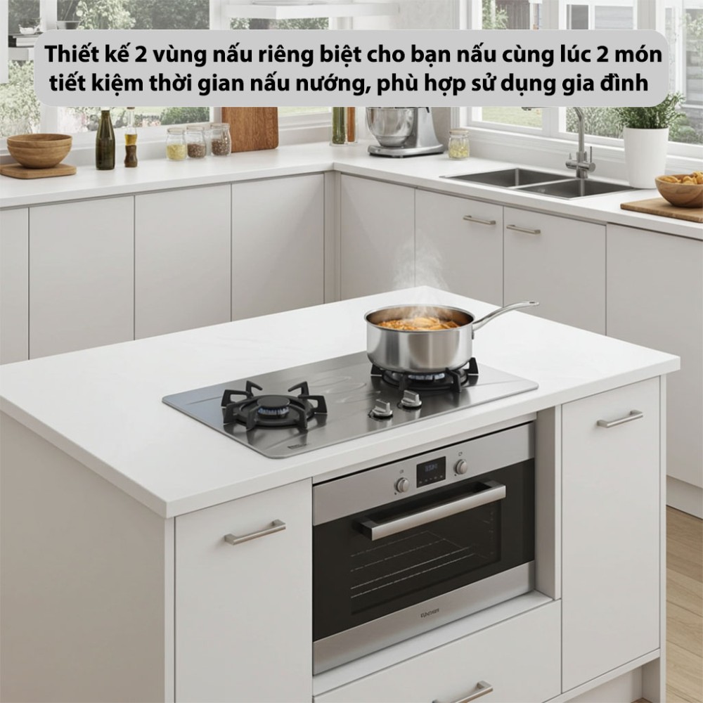 Bếp gas âm Rinnai RB-6802L-S 2 vùng nấu tiết kiệm thời gian