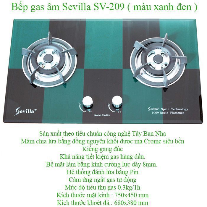 Bếp gas âm Sevilla SV-209 Caro - Hàng chính hãng