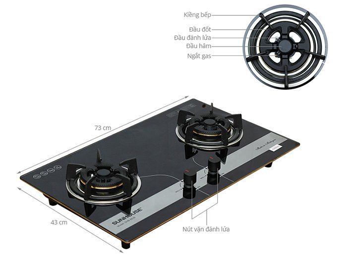 Bếp gas âm Sunhouse SHB8836 - Hàng chính hãng