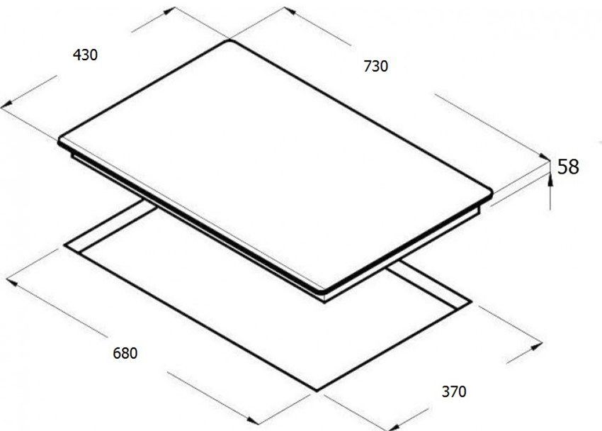 Kích thước của bếp gas âm Taka TK-208C2