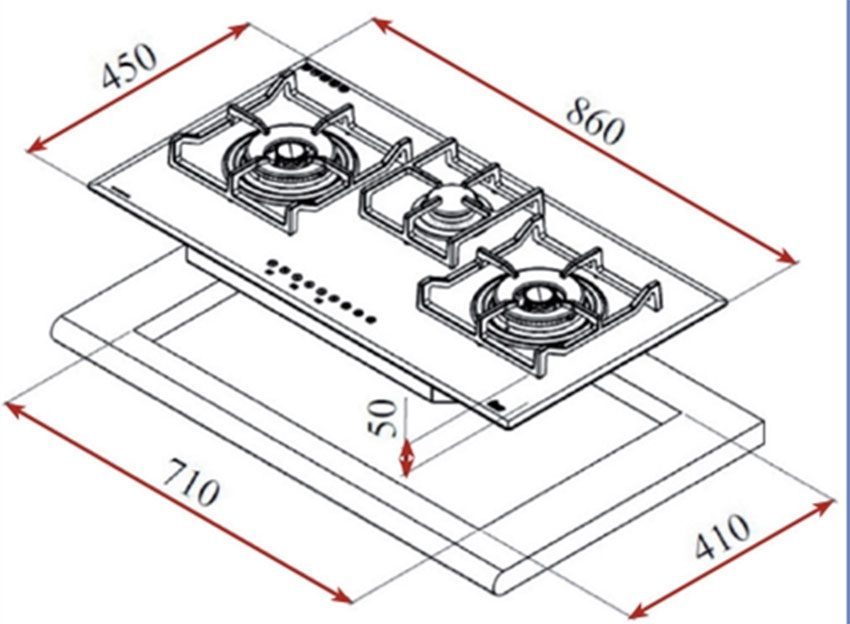 Bếp gas âm kính Teka CGW LUX 86 TC 3G AI AL 2TR CI - Hàng chính hãng