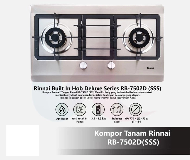 Bếp gas âm Rinnai RB-7502D-SSS - Hàng chính hãng