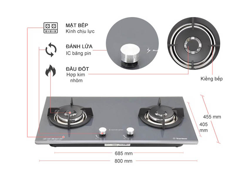 Bếp gas âm Torino VENICE-2B - Hàng chính hãng