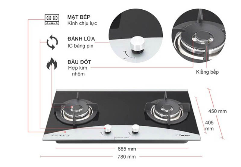 Bếp gas âm Torino VICENZA-2B - Hàng chính hãng