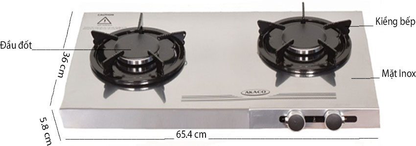 Cấu tạo và thông số của Bếp gas đôi Akaco AK-668S 