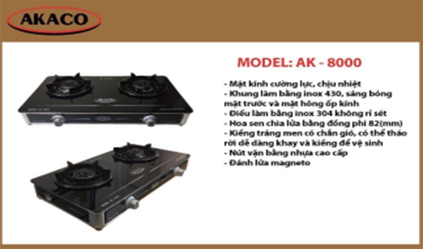 Bếp gas đôi Akaco AK-8000