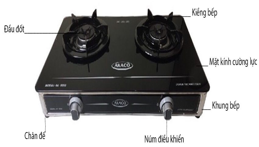 Cấu tạo của bếp gas đôi Akaco AK-8000