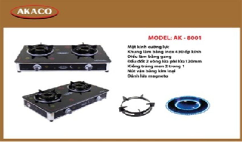 Bếp gas đôi Akaco AK-8001