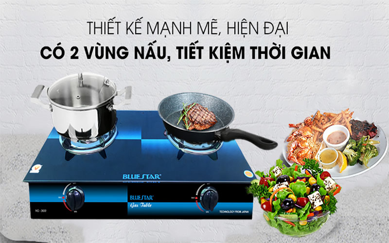 Thiết kế của Bếp gas đôi Bluestar NG-3600