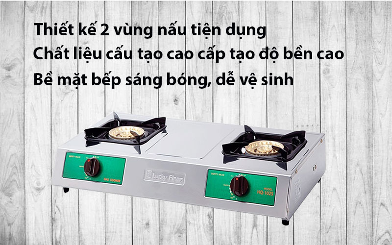 Bếp gas đôi Lucky Flame HQ-102S - Hàng chính hãng