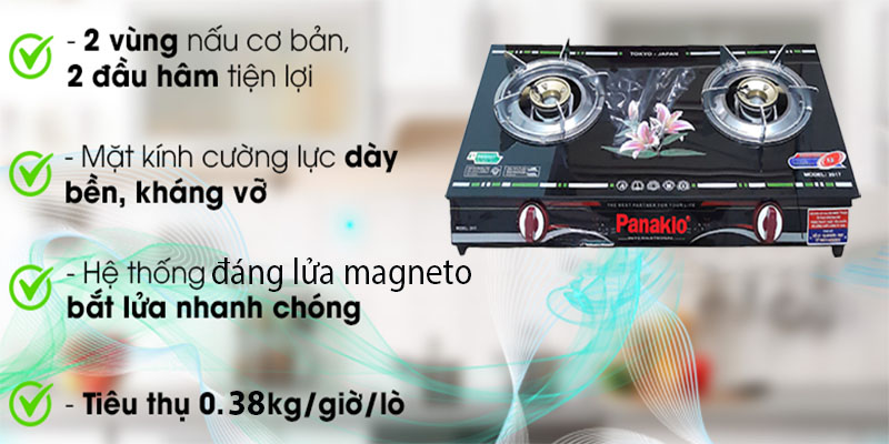 Bếp gas đôi Panakio PG-70SV - Hàng chính hãng