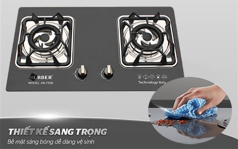 Bếp gas đôi âm kính Arber AB755B - Hàng chính hãng