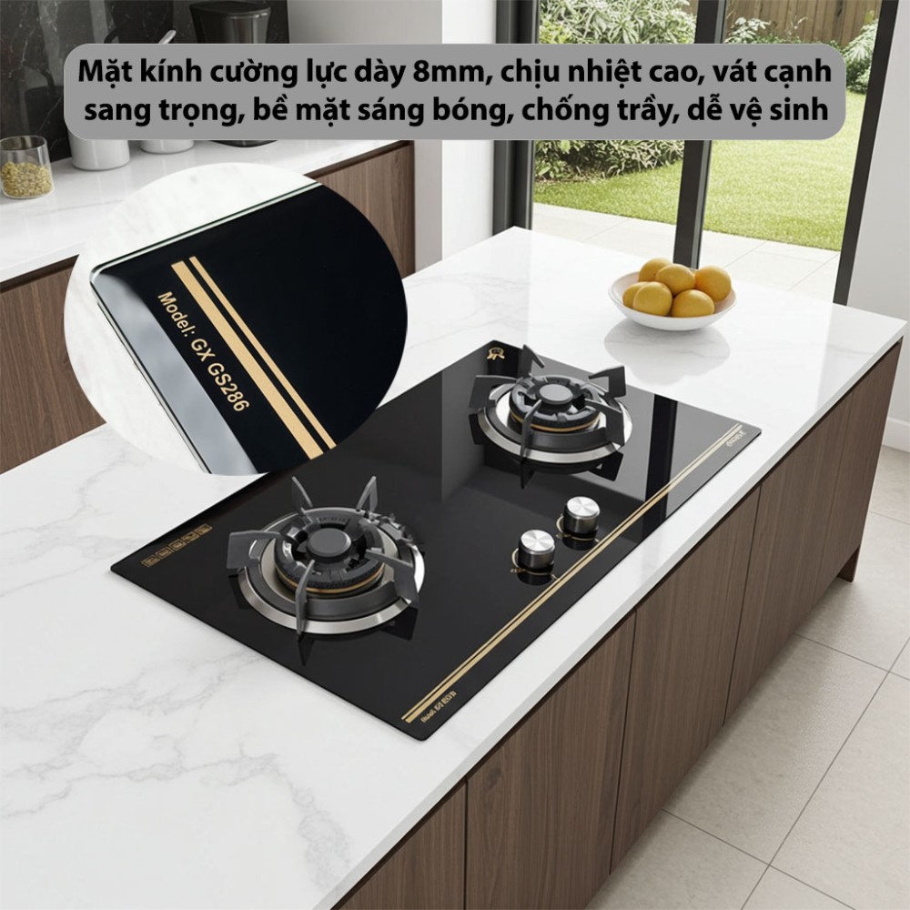 Bếp gas đôi âm kính GrandX GX-GS286 - Hàng chính hãng