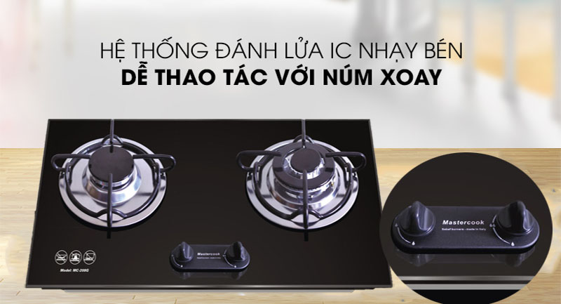 Bếp gas đôi âm kính Mastercook MC-208G - Hàng chính hãng