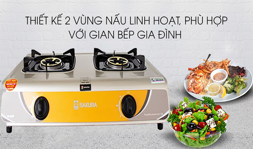 Bếp gas đôi dương Sakura SA-628T - Hàng chính hãng