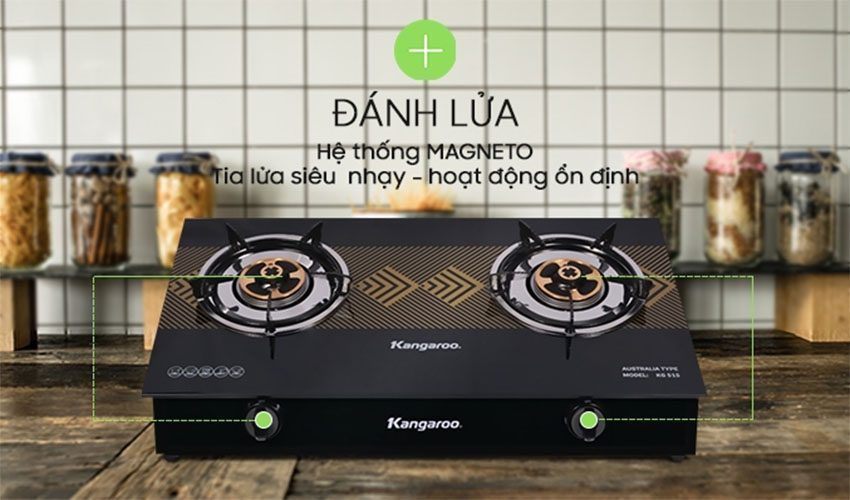 Hệ thống đánh lửa Magneto của bếp gas đôi dương kính Kangaroo KG515