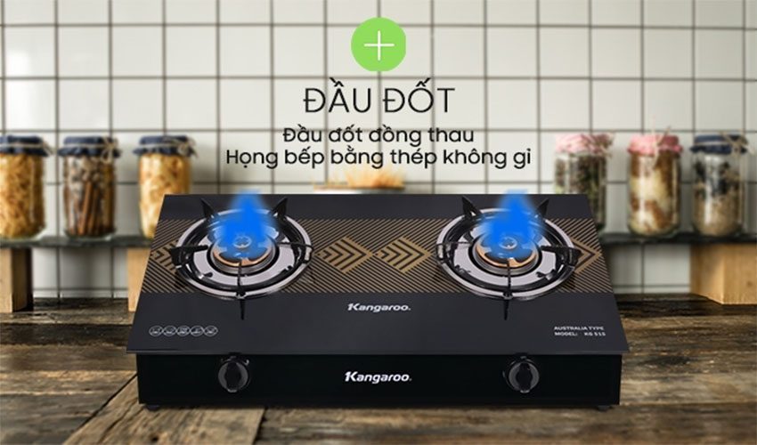 Đầu đốt đồng của bếp gas đôi dương kính Kangaroo KG515