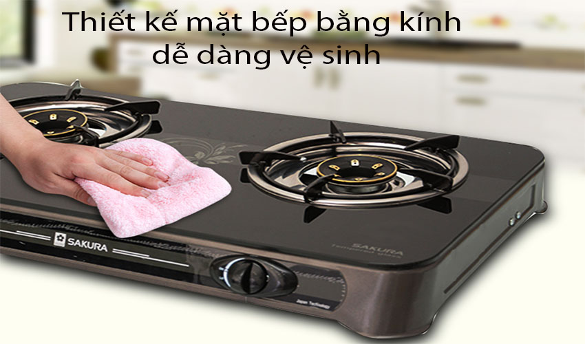 Bếp gas đôi dương kính Sakura SA-650G - Hàng chính hãng