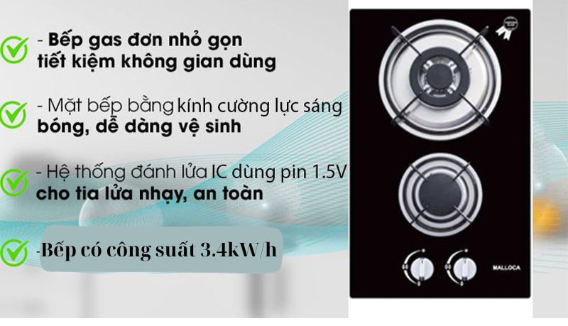 Bếp gas âm Domino Malloca DG-02 - Hàng chính hãng