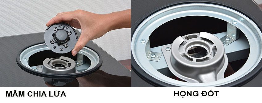 Họng đốt và mâm chia lửa của Bếp gas dương Rinnai RV-4600GLT(N)